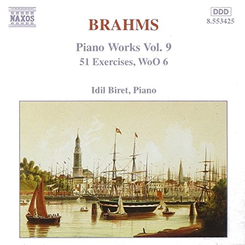 CD cover for Brahms’ piano works performed by Idil Biret, with a harbor scene.