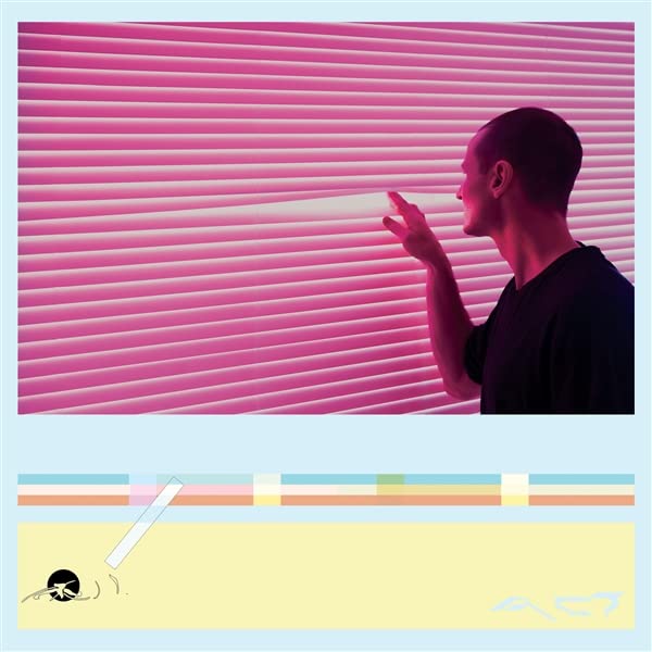 Vinyl album cover: man at window with pink blinds.