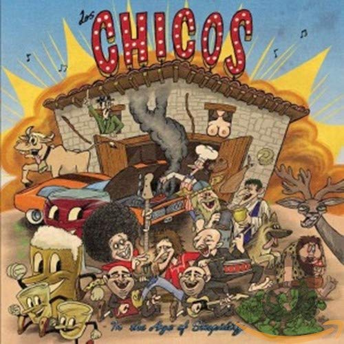 CD cover for Los Chicos’ “In the Age of Stupidity” with cartoon imagery.