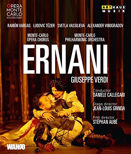 Blue bluray case with opera cover art featuring couple in 19th-century attire.
