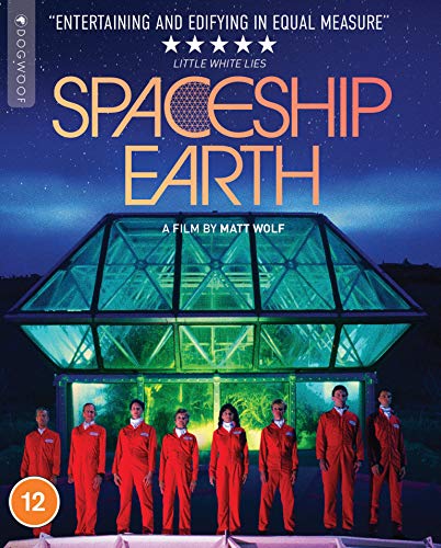 Spaceship Earth" Blu-ray cover featuring a geodesic dome and people in red jumpsuits.