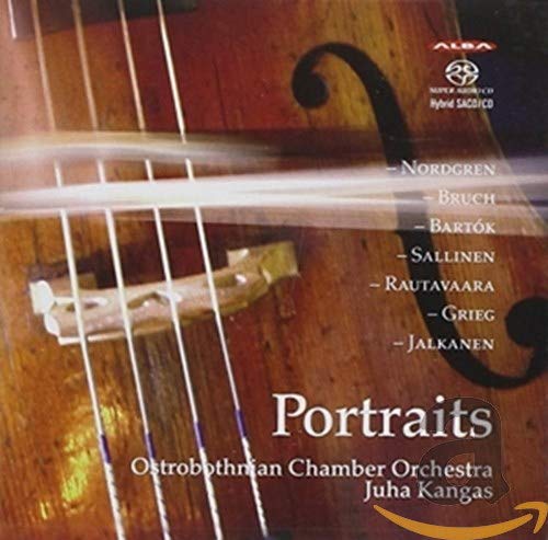 CD cover featuring a violin and the text “Portraits”, Ostrobothnian Chamber Orchestra.