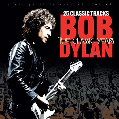 Bob Dylan album cover featuring a portrait with guitar and protest imagery.