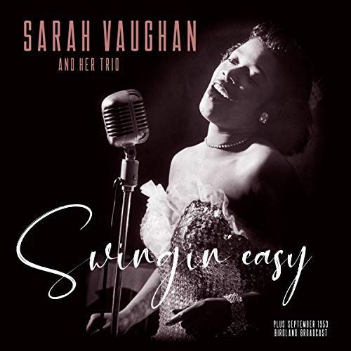 Vinyl album cover featuring Sarah Vaughan singing into a vintage microphone.