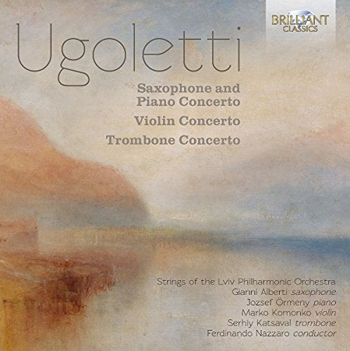 CD cover with abstract landscape and text listing concertos and performers.