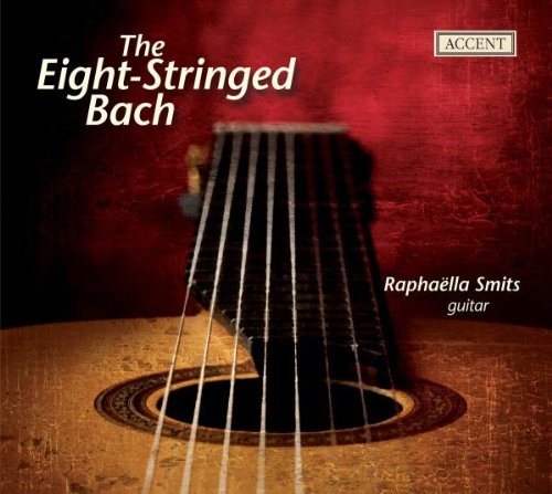 "CD cover featuring a close-up of an eight-string guitar against a red background."
