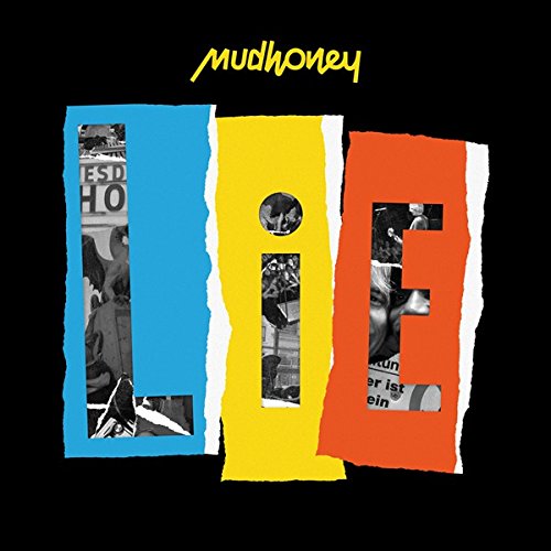 Mudhoney album cover, “LiE”, with collage of torn paper and photos.