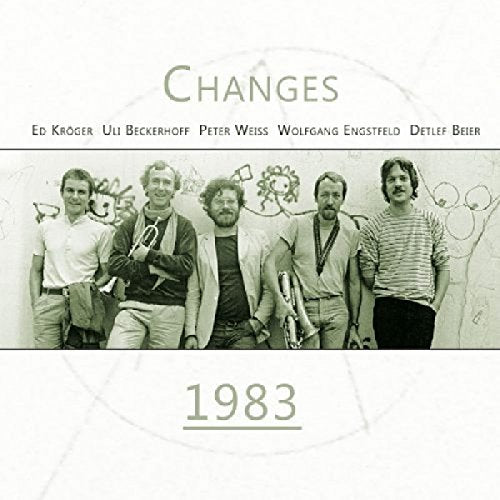 "CD cover with sepia-toned photo of five men standing against a graffiti wall."