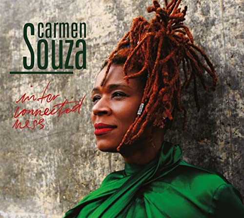 CD cover for Carmen Souza’s “Interconnectedness” featuring a portrait of the artist.