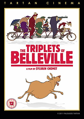 DVD cover for “The Triplets of Belleville” featuring stylized characters and a dog.