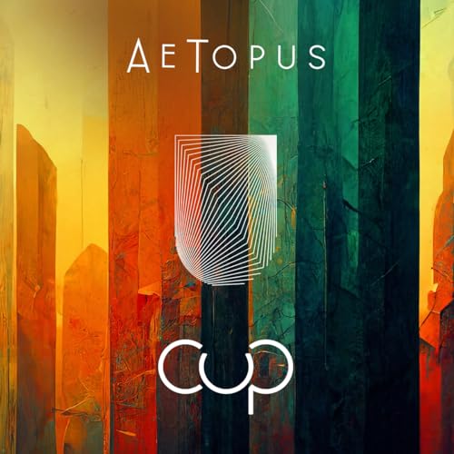 CD cover for Aetopus’ “Cup” featuring abstract colorful lines and shapes.