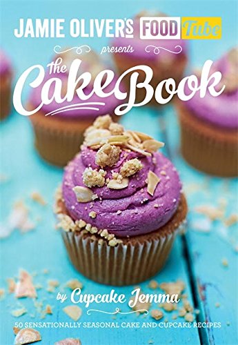 The image shows a cookbook cover featuring a purple cupcake with white toppings.