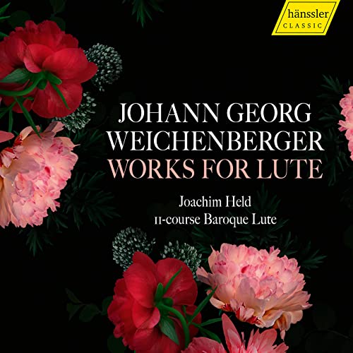 CD cover: floral design, text “Johann Georg Weichenberger: Works For Lute”.