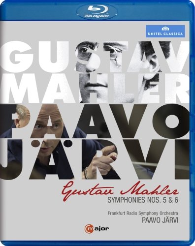 Blue-ray case with white cover, featuring a conductor's images and text "Gustav Mahler Paavo Jarvi".