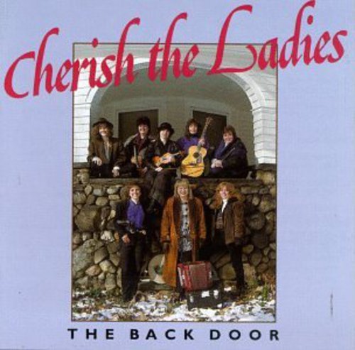 "CD cover with 'Cherish the Ladies' in red, featuring a group photo on purple background."