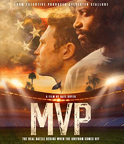 “MVP” Blu-ray cover featuring two men’s profiles against a star-spangled background.
