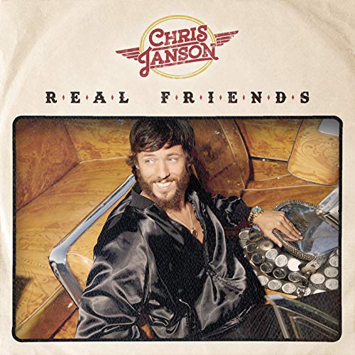 Chris Janson "Real Friends" CD cover with artist portrait and truck interior.