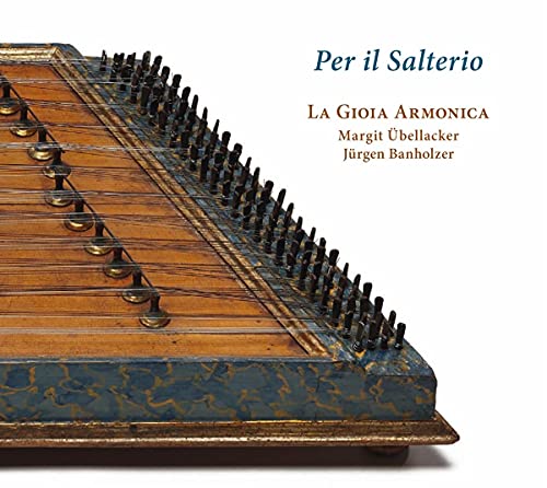 Close-up of a salterio with strings, album cover for "Per il Salterio.