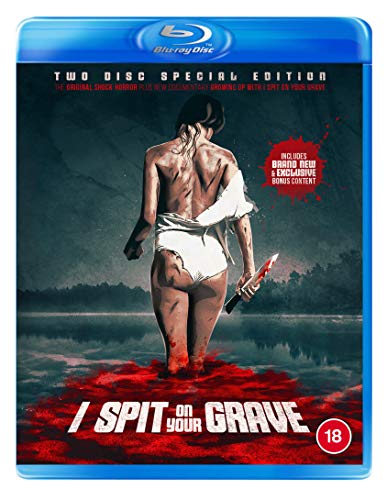 Blu-ray cover for horror film "I Spit on Your Grave" with a woman's back.