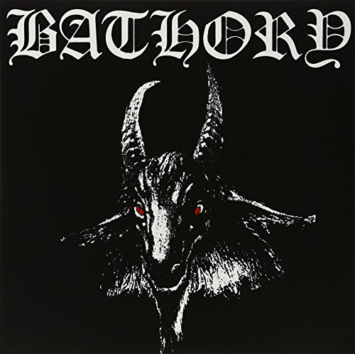 Black and white album cover featuring a demonic goat with red eyes.
