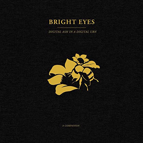 Bright Eyes album cover: black background with gold floral and bee illustration.