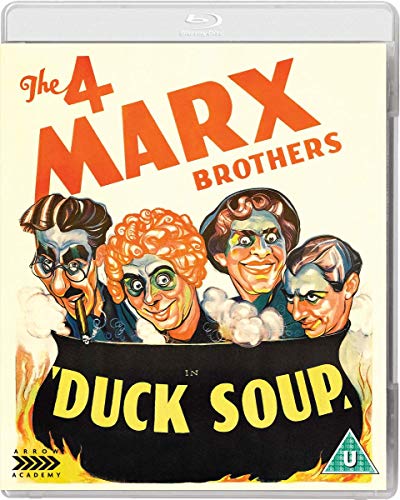 Blu-ray cover for "Duck Soup" featuring caricatures of the Marx Brothers.