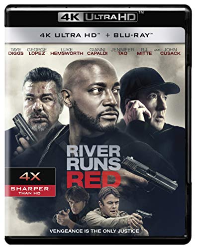 Blu-ray cover for River Runs Red featuring several actors holding handguns.