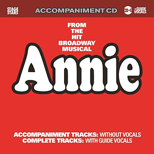 Red CD cover with white "Annie" text and accompaniment track details.