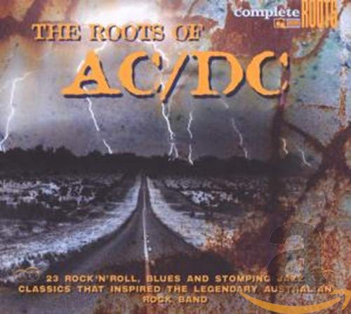CD cover for “The Roots of AC/DC” with a stormy road scene.