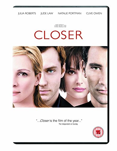DVD cover for "Closer" featuring close-ups of four actors' faces on a white background.
