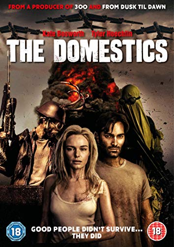 DVD cover for āThe Domesticsā featuring distressed people in a post-apocalyptic scene.