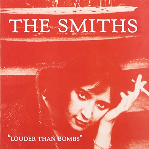 The Smiths' "Louder Than Bombs" album cover, red tinted, with a man resting his head.