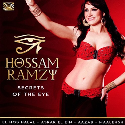 "CD cover with a belly dancer in red outfit and gold jewelry."