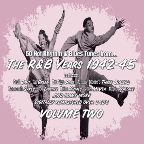 "Dancing couple on pink background, 2CD set label, white text describing music compilation."