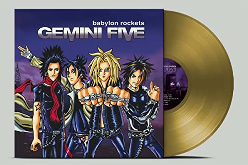 Gemini Five album cover with four anime-style figures and a gold vinyl record.