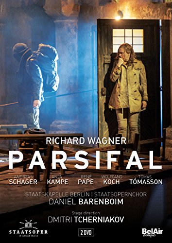 DVD cover for Wagner’s *Parsifal* opera, featuring two figures in a doorway.