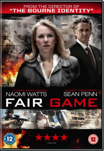 DVD cover for "Fair Game" featuring Naomi Watts and Sean Penn in a dramatic scene.