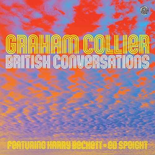 CD cover for Graham Collier’s “British Conversations” with colorful, textured background.