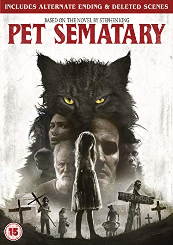 Pet Sematary DVD cover featuring a wolf’s head and ghostly figures.