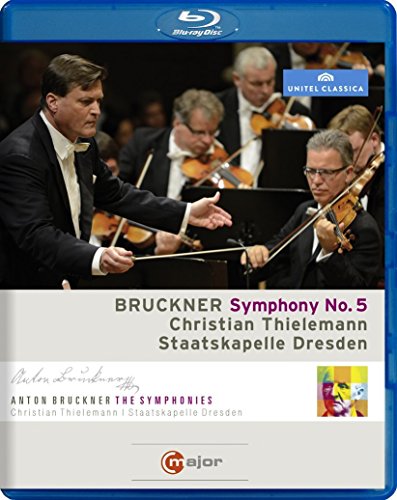 Blu-ray cover featuring a conductor leading an orchestra, titled "Bruckner Symphony No. 5".