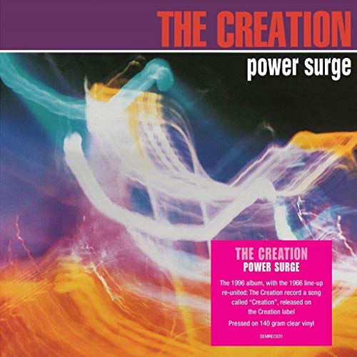Album cover art for The Creation Power Surge featuring abstract light trails on black.