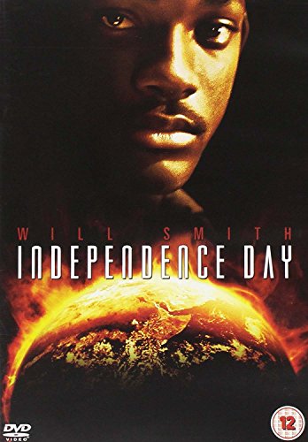 DVD cover for "Independence Day" featuring Will Smith and a fiery Earth.