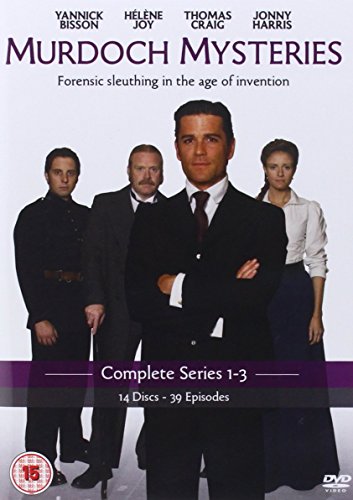DVD cover featuring four main characters from "Murdoch Mysteries" in formal attire.