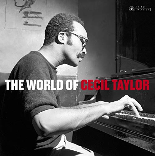 Cecil Taylor at a piano, album cover in black and white.