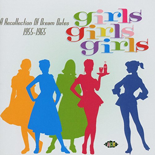 CD cover: Silhouettes of women in colorful dresses, text “girls girls girls”.