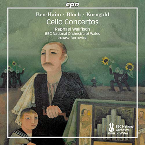 CD cover: painting of a man with a cello, sunflowers, and figures.