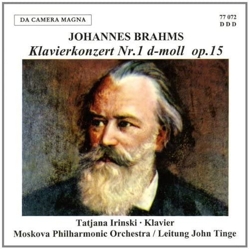 CD cover featuring a portrait of composer Johannes Brahms and text details.