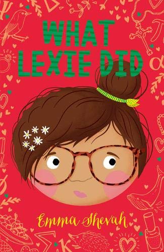 The alt text for the image is: "Book cover featuring a cartoon girl with glasses and brown hair."
