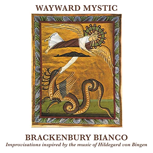 CD cover: angel above a serpent, inspired by medieval art.