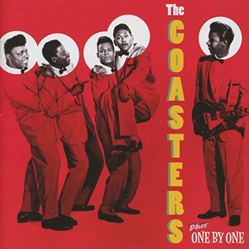 The Coasters album cover featuring band members in red suits against a red background.